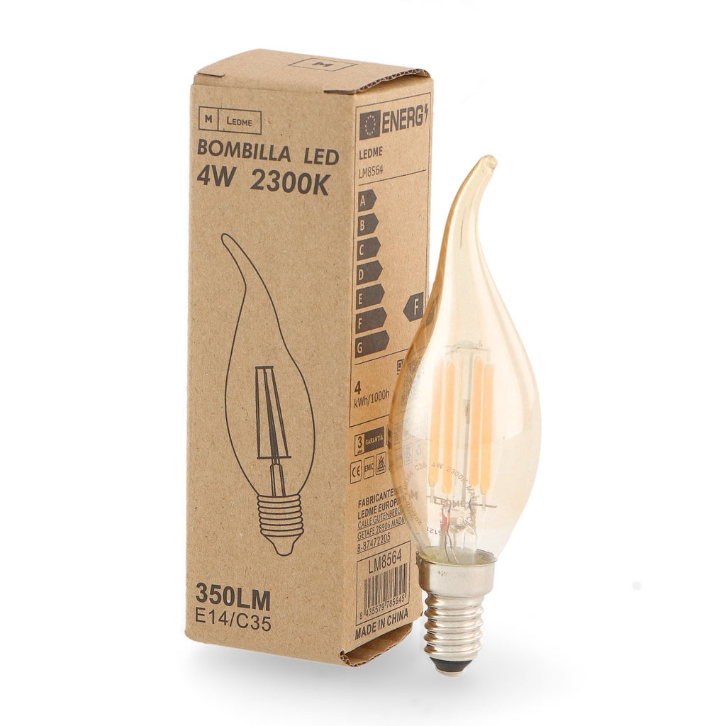 Bombilla Led Filamento E14 C35 Punta 4W