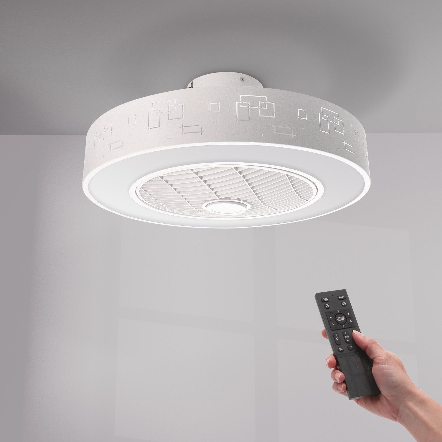 Ventilador de Techo LED Plus Sticks CCT DC ø55 cm — Plafón Geométrico App+Mando 6 Velocidades