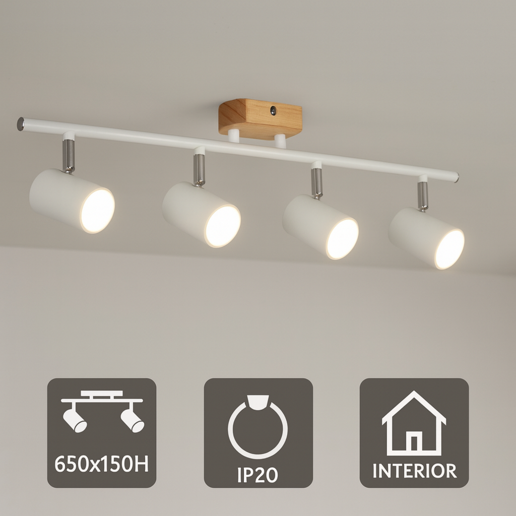 Lámpara de Techo Serie Wood 4 Focos Gu10