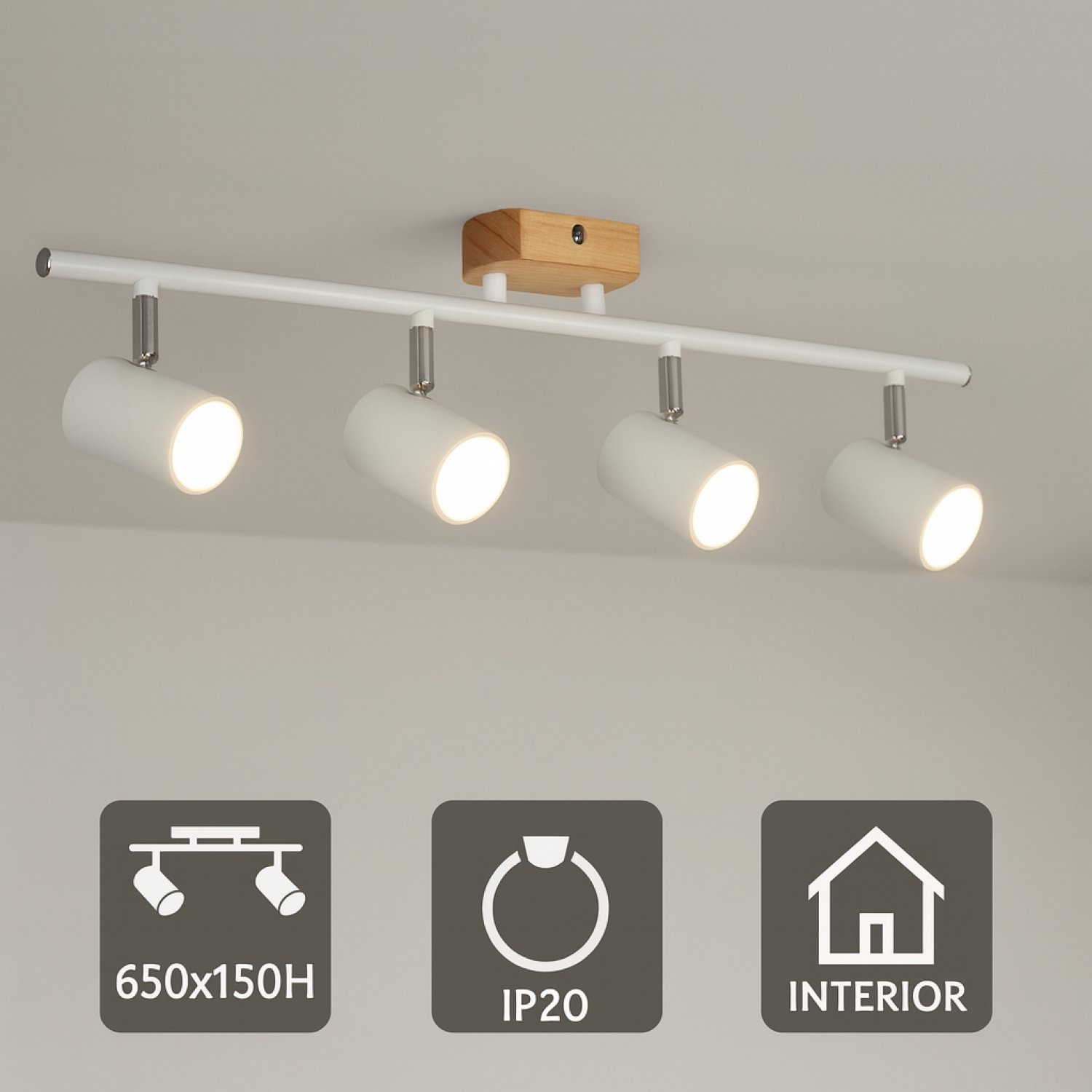 Lámpara de Techo Serie Wood 4 Focos Gu10