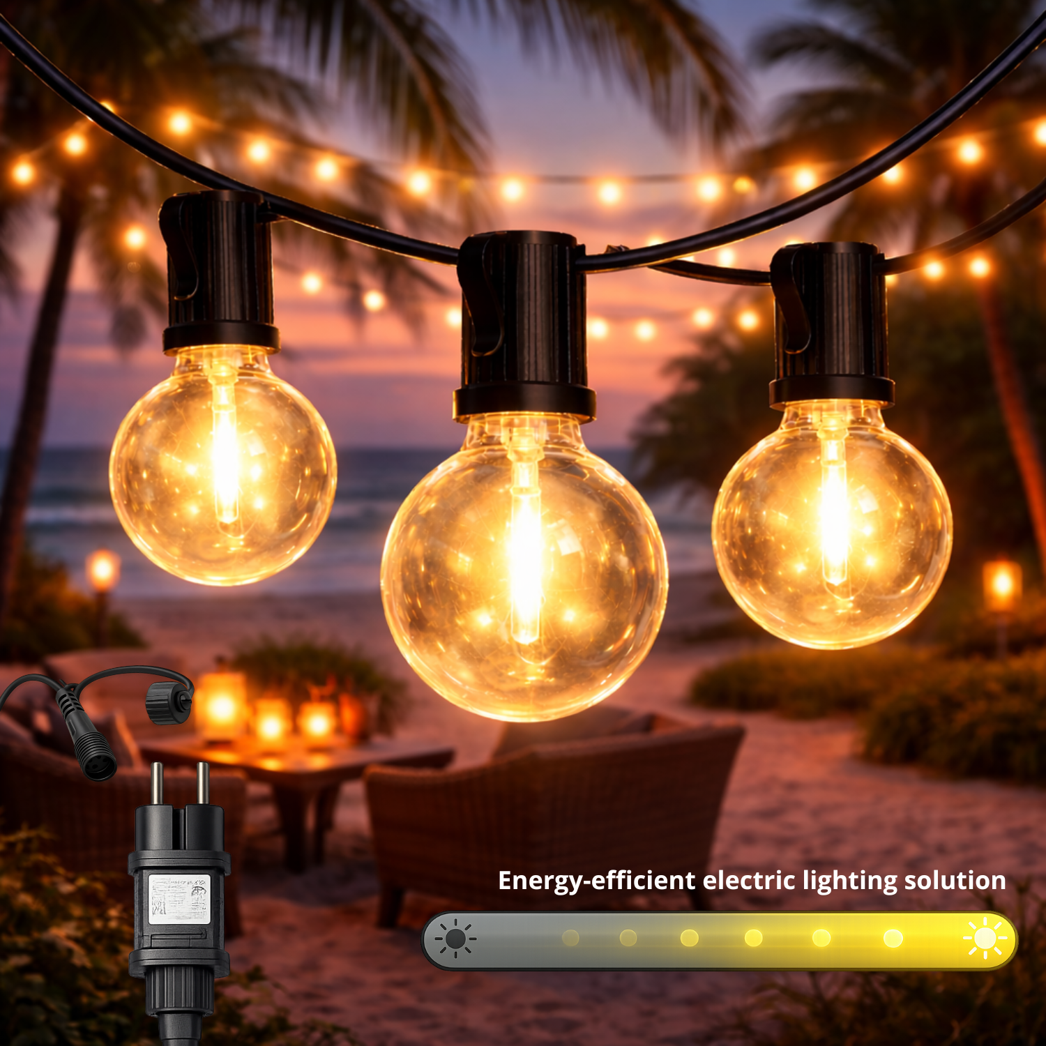 Guirnalda de 15 Bombillas 7,5M Exterior Ip44 Cable Eléctrico