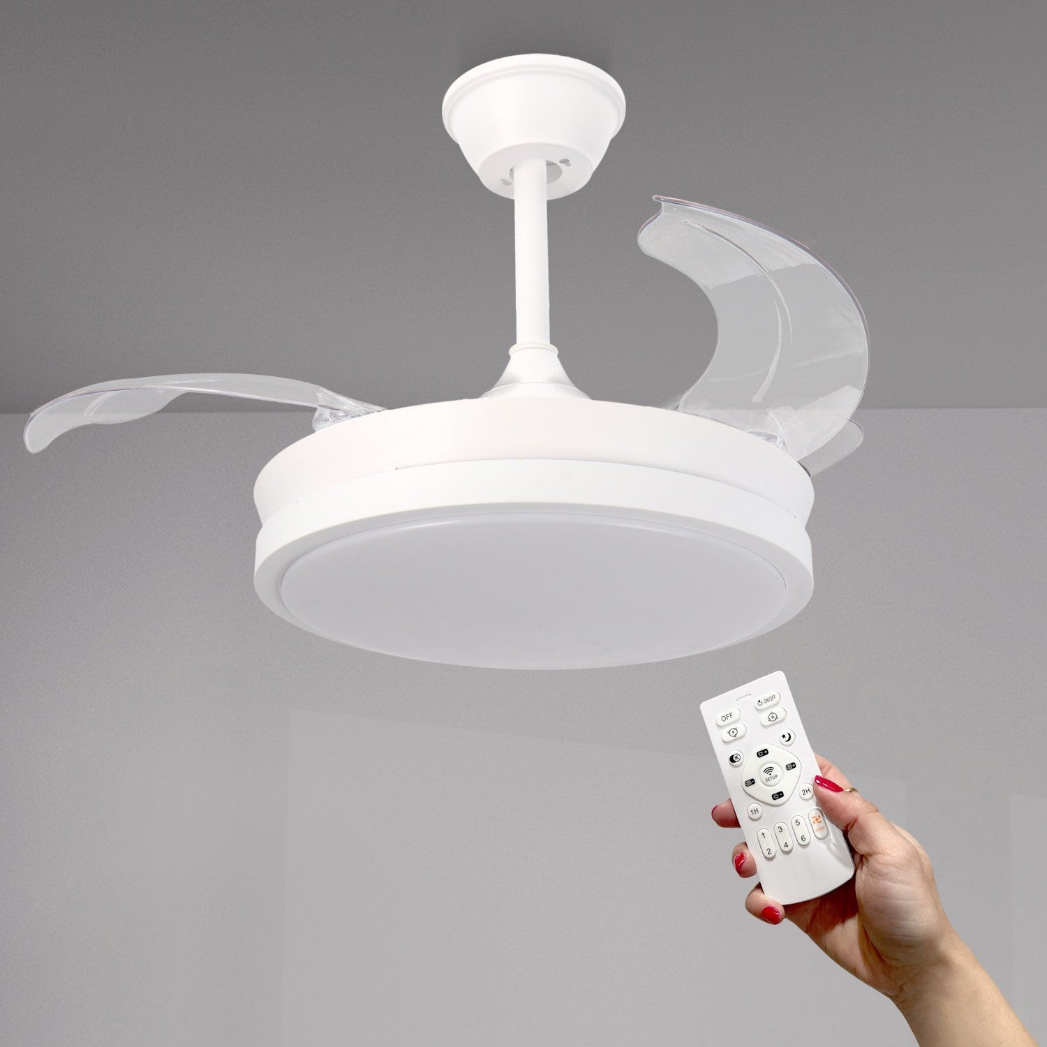 Ventilador de Techo LED White Thor DC ø91 cm — Motor DC Silencioso 6 Velocidades