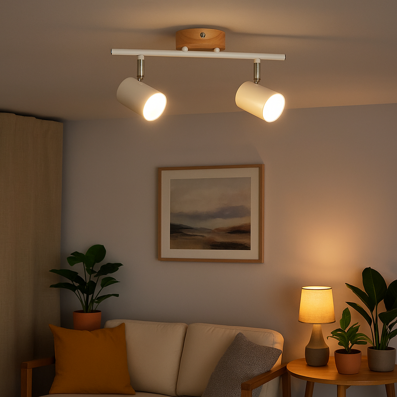 Lámpara de Techo Serie Wood 2 Focos Gu10 9.70€