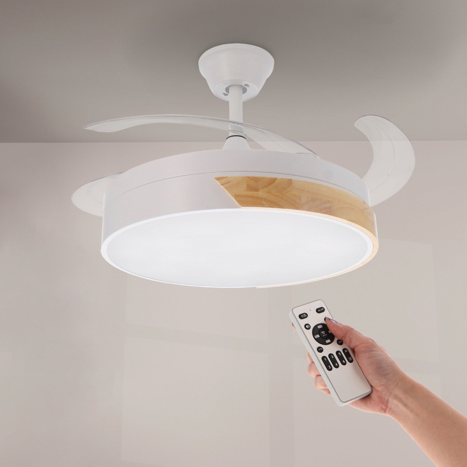 Ventilador de Techo LED Messe Nature DC ø107 cm — Acabado Haya Natural 6 Velocidades