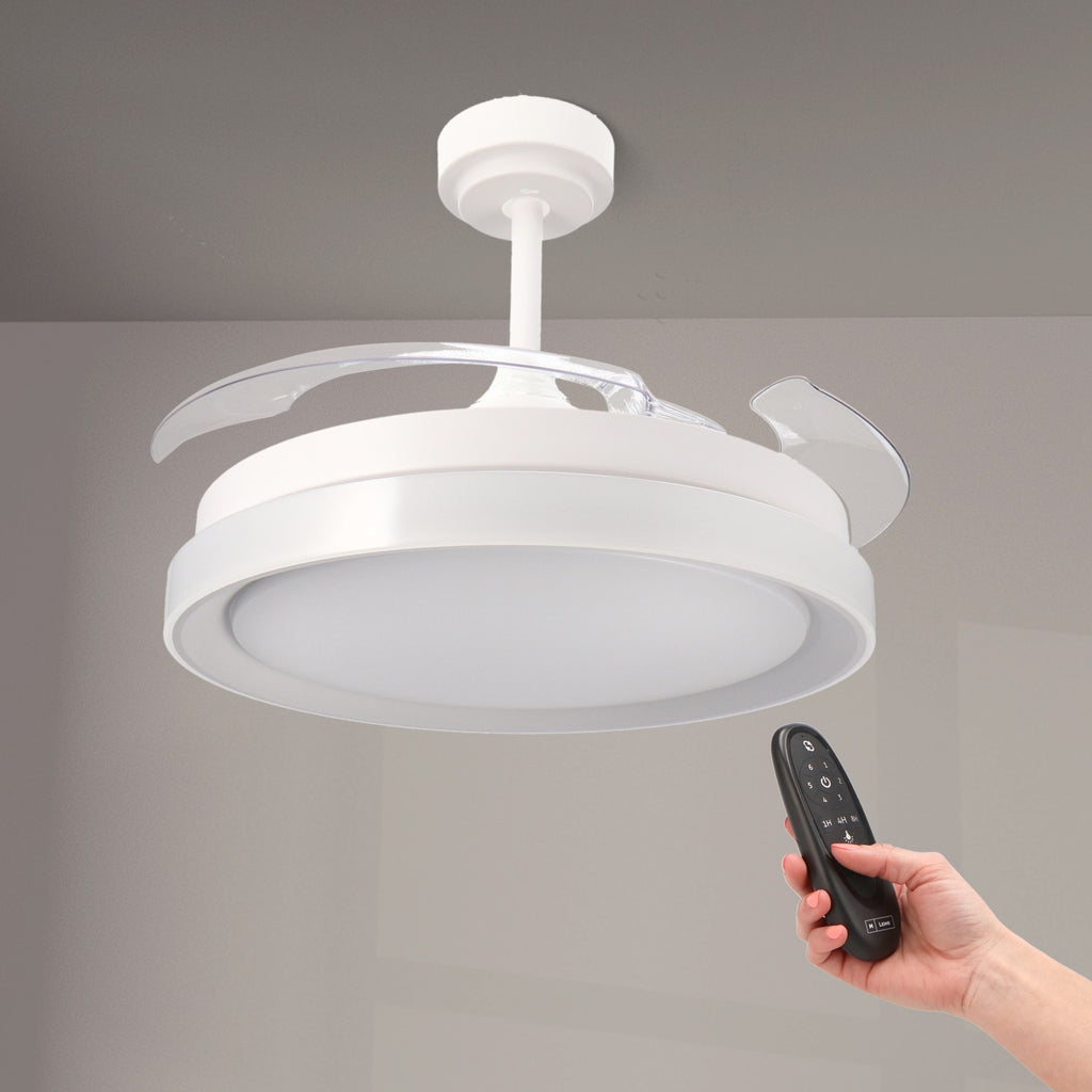 Ventilador de Techo LED White Yeray DC ø107 cm — Diseño Escalonado Exclusivo 6 Velocidades