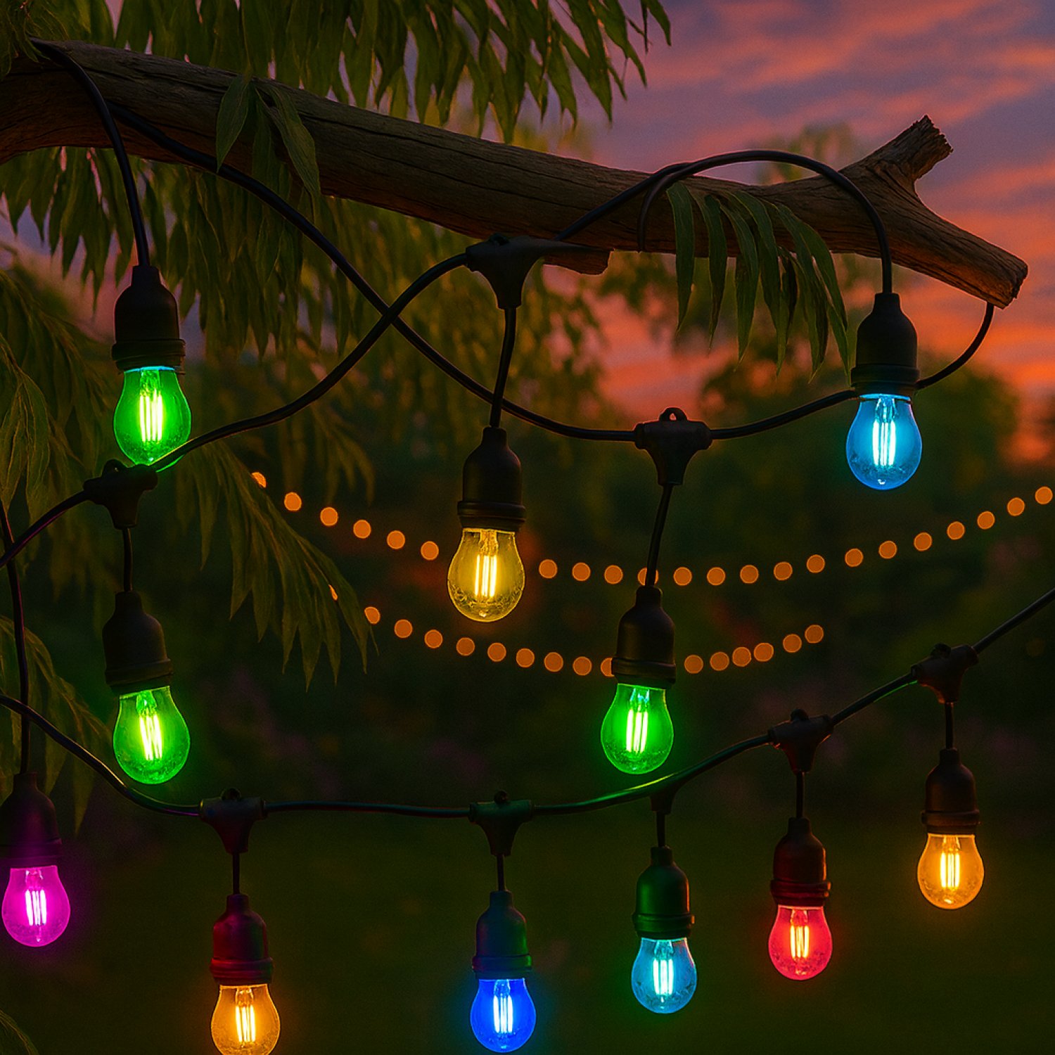 Guirnalda Led Solar de 10 Bombillas 7,5M Exterior Ip65 Rgb