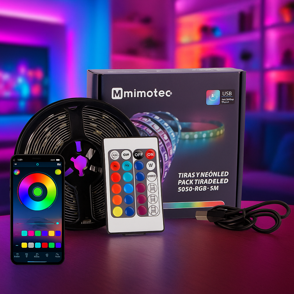 Tira LED Gaming RGB USB 3m - Setup Escritorio PC Completo con App y Remoto