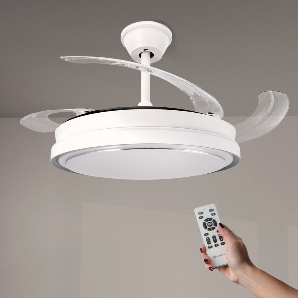 Ventilador de Techo LED White Hood DC ø105 cm — Motor DC Ultrasilencioso 6 Velocidades