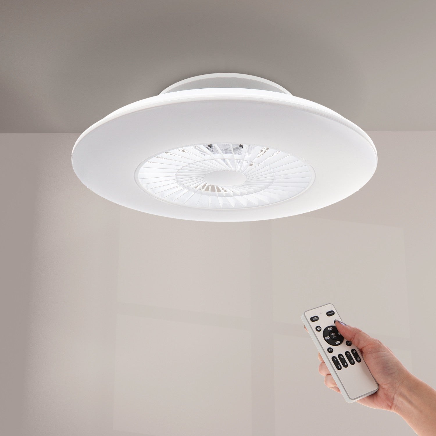 Ventilador de Techo LED Withline DC ø60 cm — Plafón Cónico 40W LED Regulable 6 Velocidades