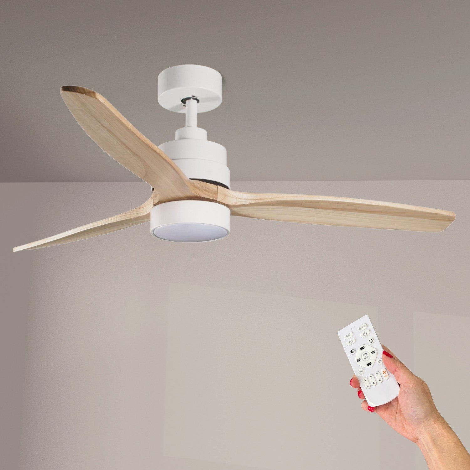 Ventilador de Techo LED White Crazy DC ø132 cm — Máximo Caudal 12.540 m³/h 6 Velocidades