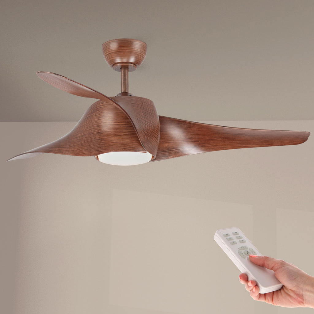 Ventilador de Techo LED Fanton Madera DC ø127 cm — Diseño Escultórico Nogal 8 Velocidades
