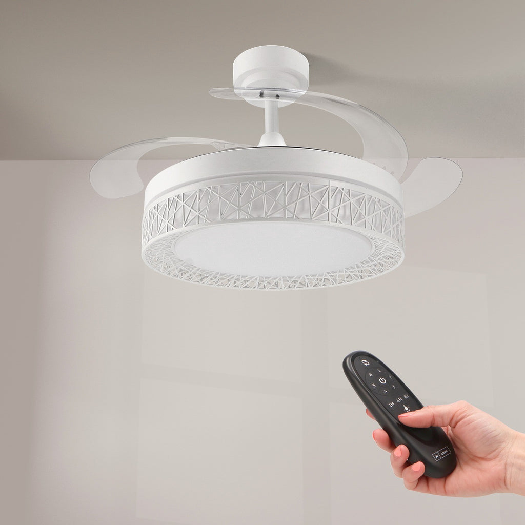 Ventilador de Techo LED White Aqua DC ø107 cm — Diseño Calado Premium 6 Velocidades