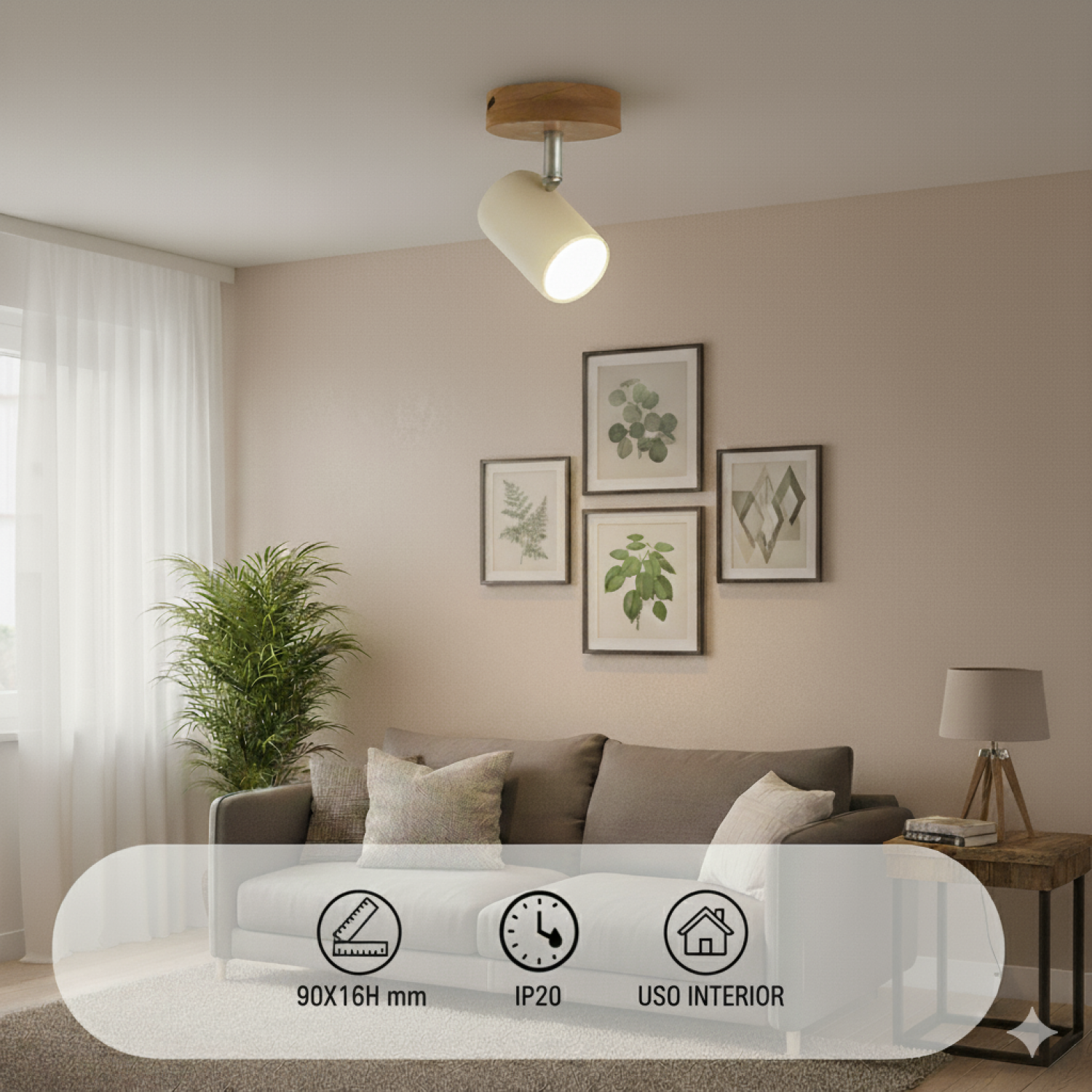 Lámpara de Techo Serie Wood 1 Focos Gu10