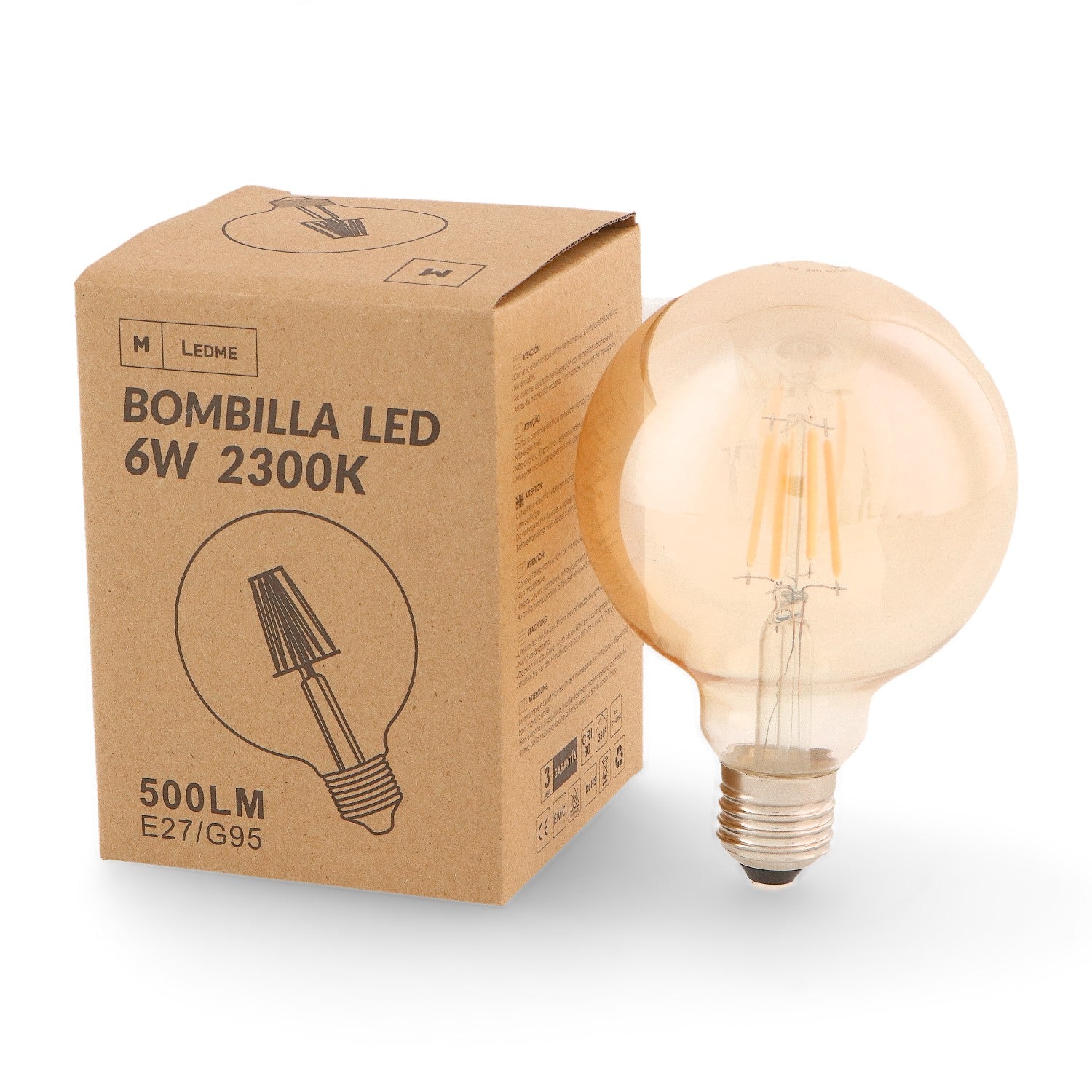 Bombilla Led Filamento E27 G95 6W