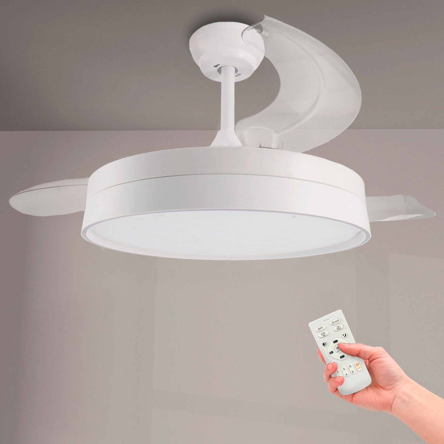 Ventilador de Techo LED White Loki DC ø106 cm — Máximo Caudal 10.500 m³/h 6 Velocidades