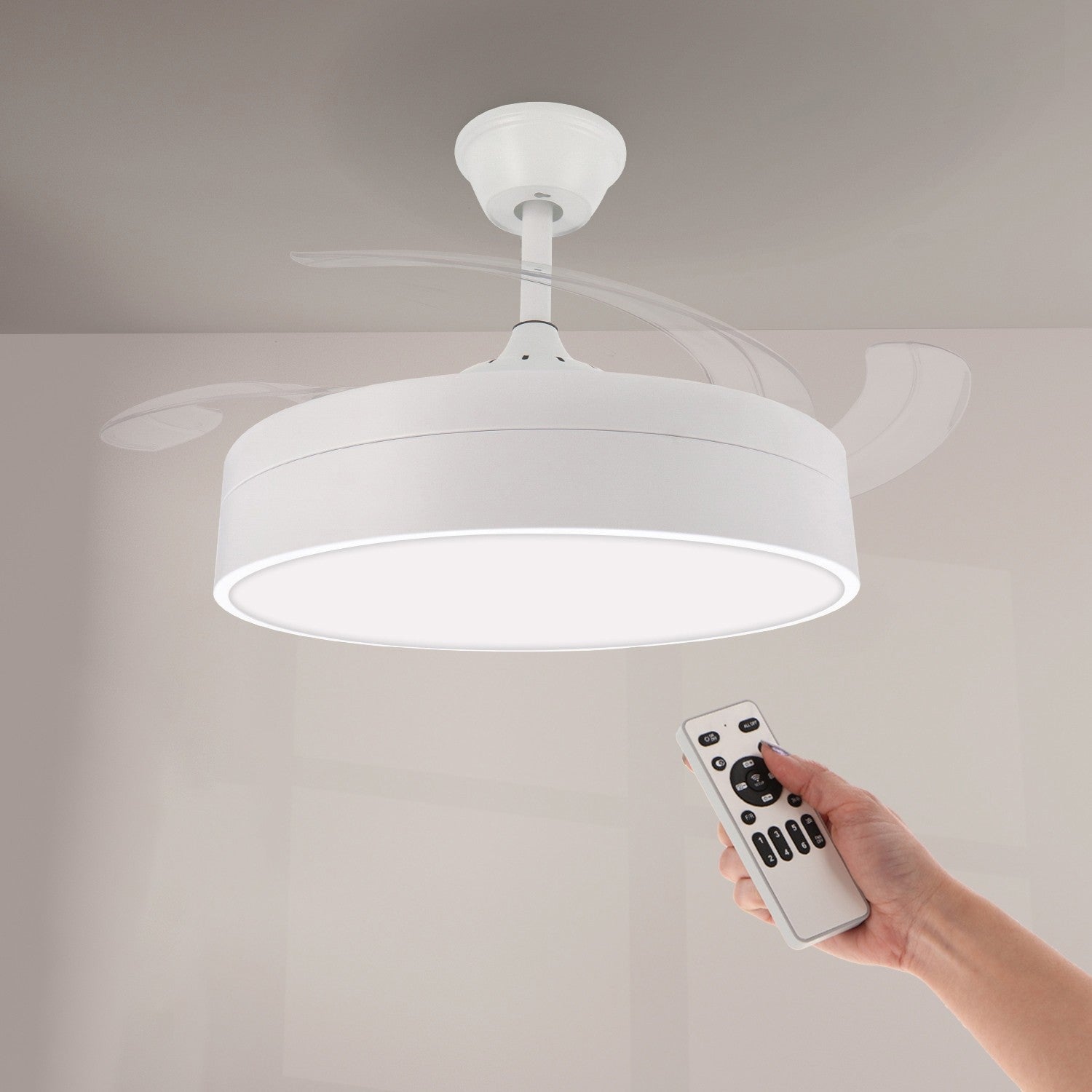 Ventilador de Techo LED Messe DC ø107 cm — Motor DC 40W Potente y Silencioso