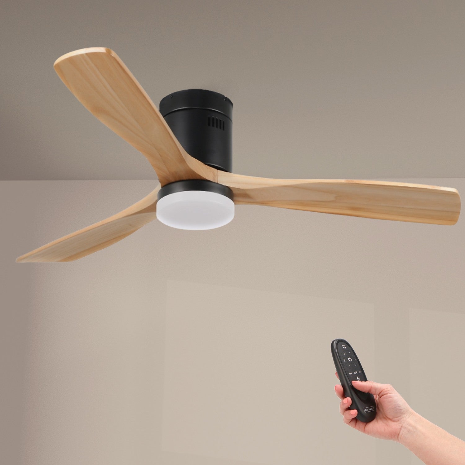 Ventilador de Techo LED Black Energy DC ø132 cm — Negro/Madera 10.200 m³/h 6 Velocidades