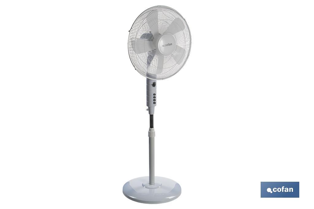 Ventilador de Pie Ábrego Blanco ø40 cm — 55W 3 Velocidades Oscilación 90° Altura Regulable