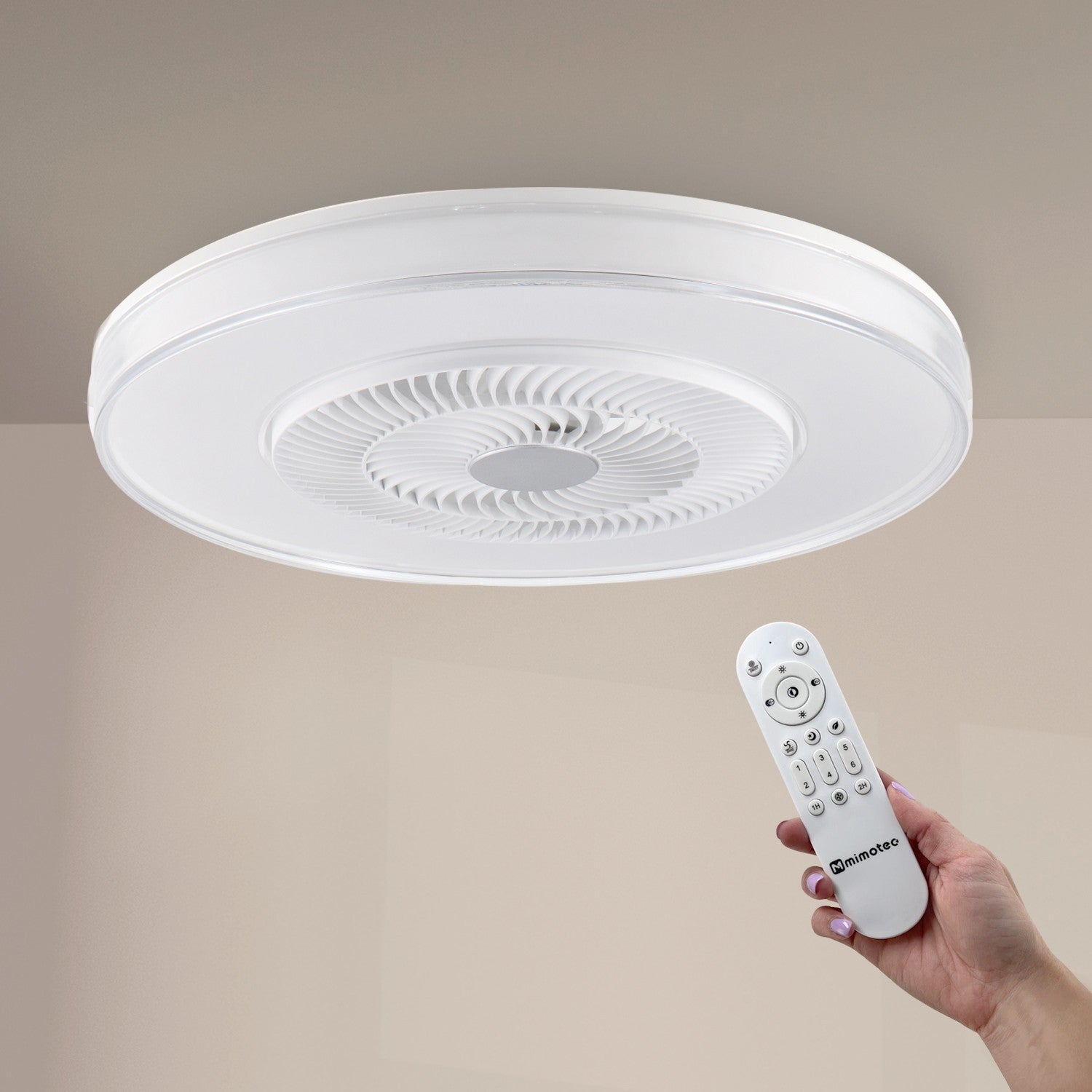 Ventilador de Techo LED Vera DC ø50 cm — Plafón 42W LED Regulable 6 Velocidades