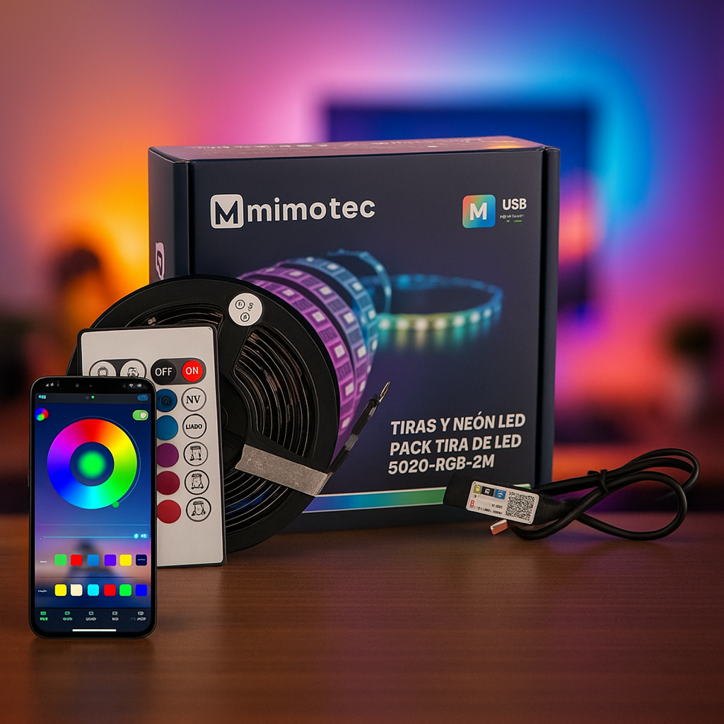 L&L Tira LED RGB 2m USB Gaming | SMD 5050 Control App Monitor PC