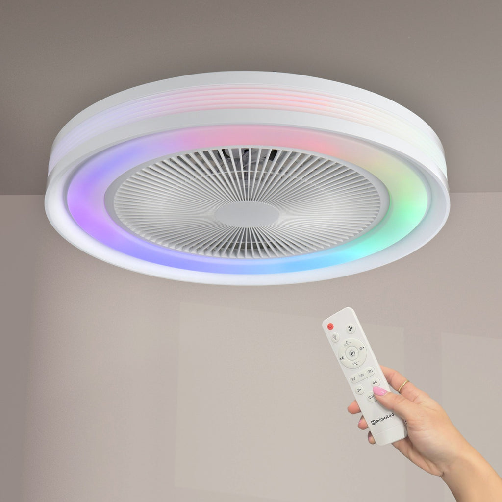 Ventilador de Techo LED Colours CCT+RGBIC DC ø50 cm — Luz RGB Multicolor Plafón 3 Velocidades