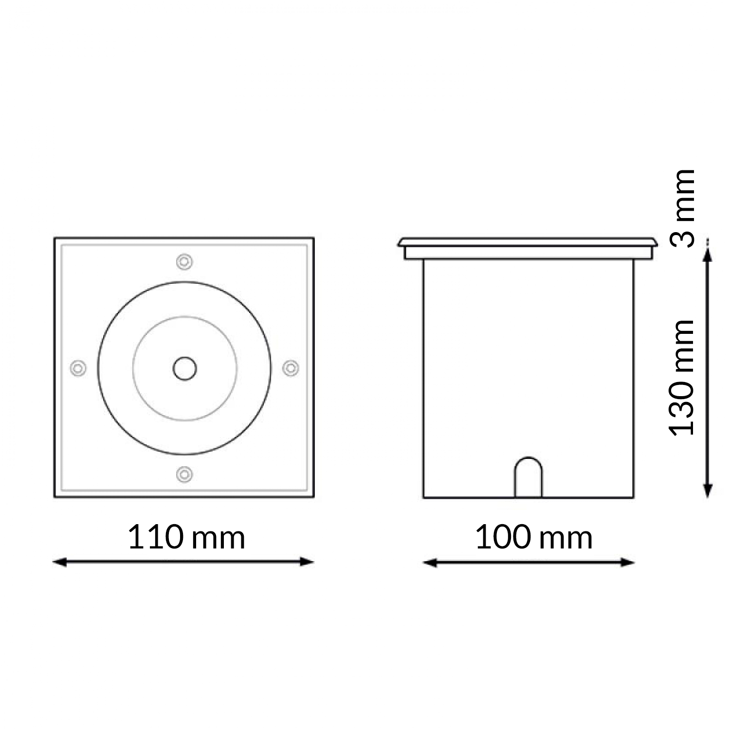 Foco Empotrable Gubbet Para Suelo Ip67 Cuadrado Con Casquillo Gu10