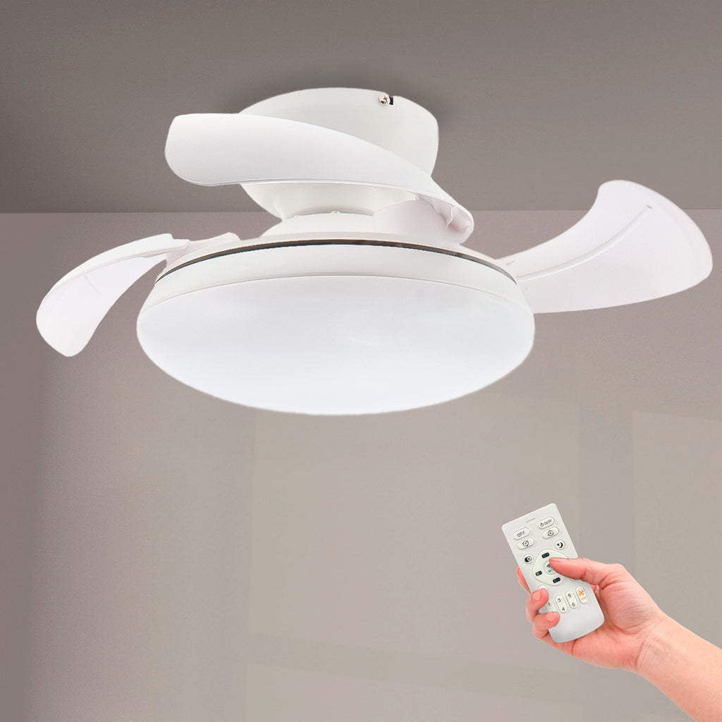 Ventilador de Techo LED White Mushroom DC ø72,5 cm — Motor DC Silencioso 6 Velocidades