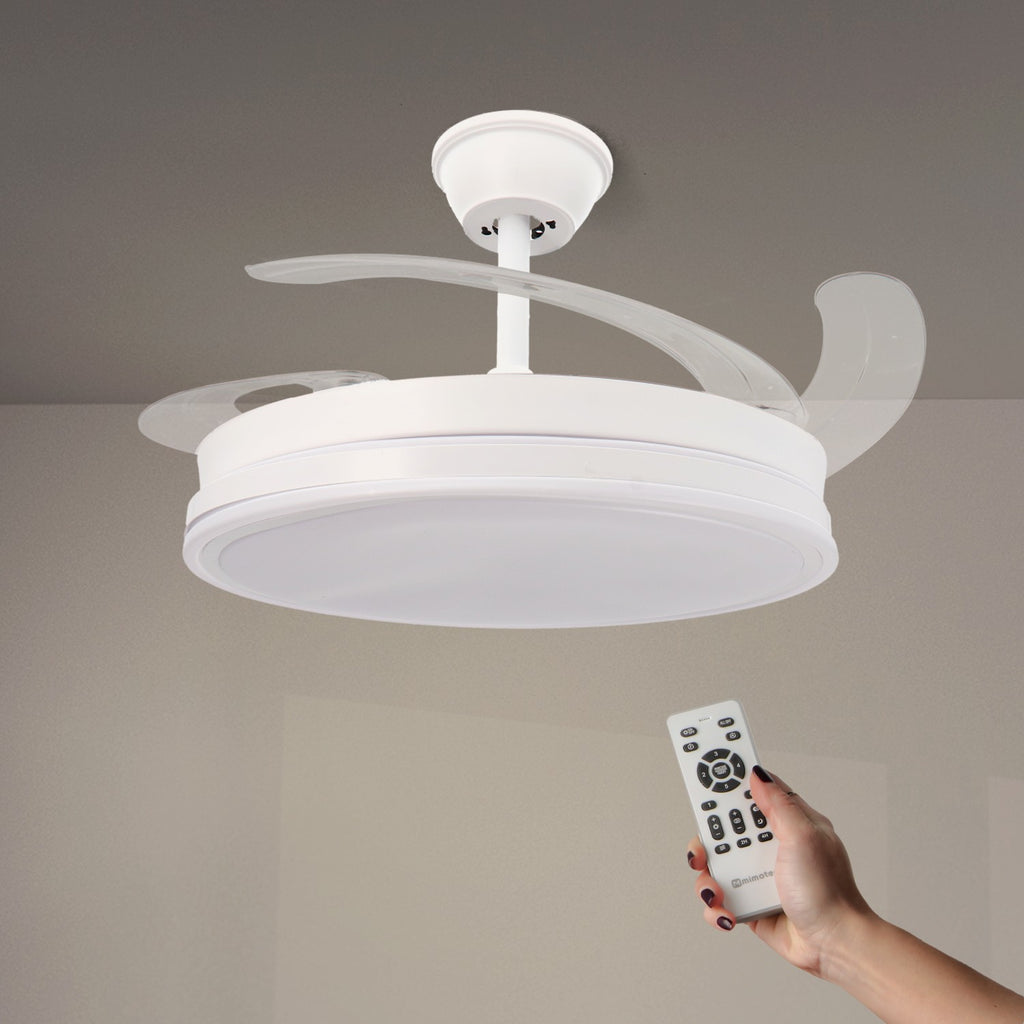 Ventilador de Techo LED White Olga DC ø107 cm — Motor DC Silencioso 6 Velocidades