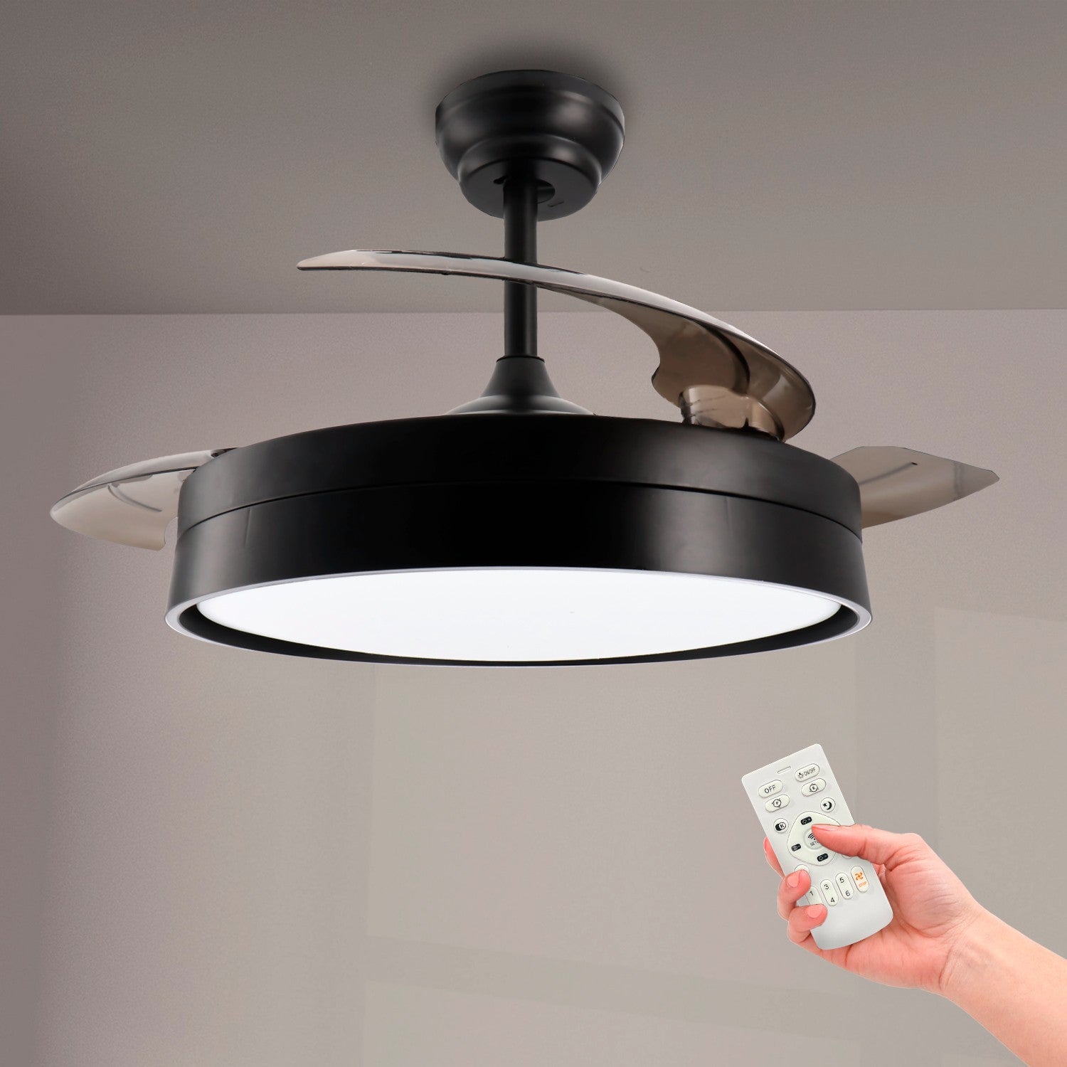 Ventilador de Techo LED Black Loki DC ø106 cm — Máximo Caudal 10.500 m³/h 6 Velocidades