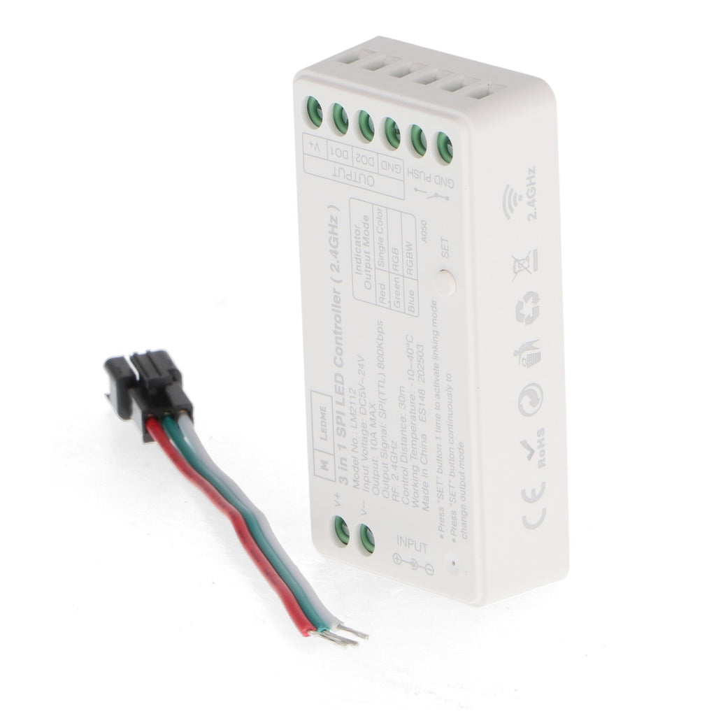 Controlador 3 en 1 SPI/IC LED RGBW | 5-12-24V | 10A | M LEDME