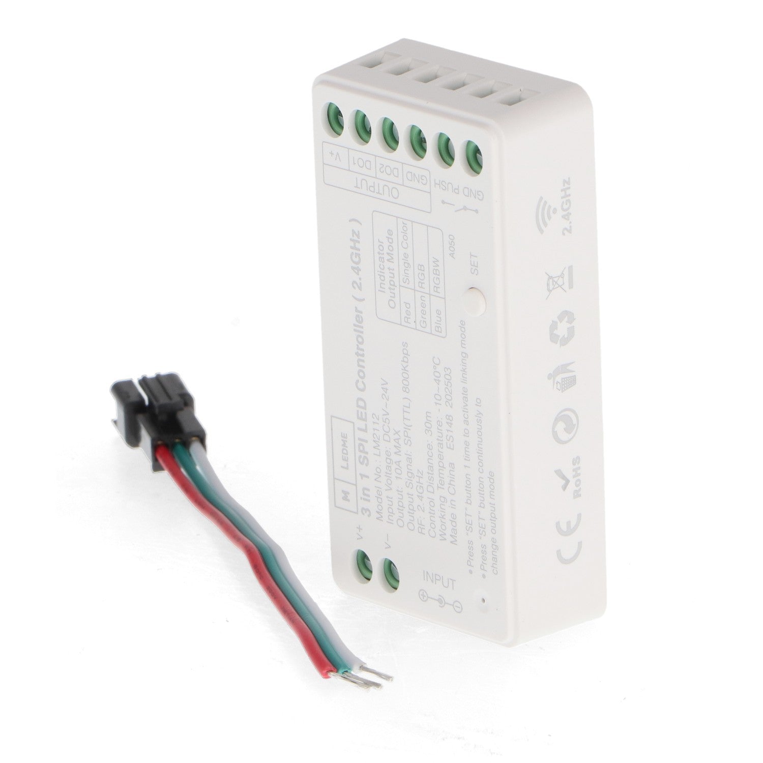 Controlador 3 en 1 SPI/IC LED RGBW | 5-12-24V | 10A | M LEDME