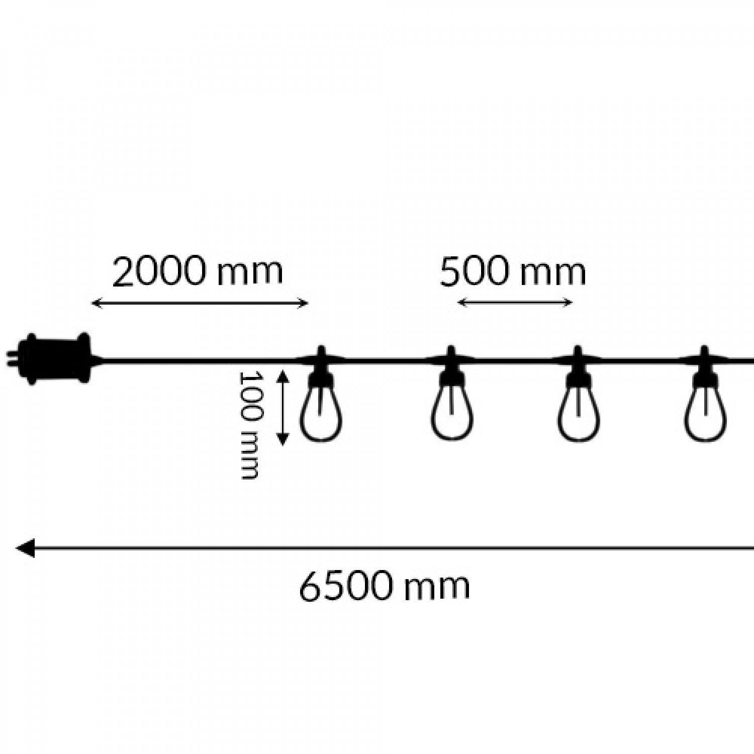 Guirnalda de 10 Bombillas 6,5M Exterior Ip44 Cable Eléctrico