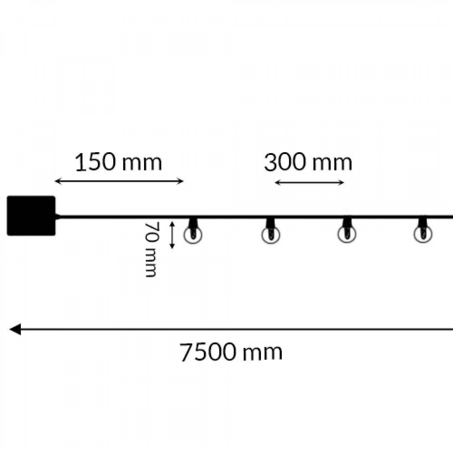 Guirnalda de 25 Bombillas 7,5M Exterior Ip56 Cable Eléctrico