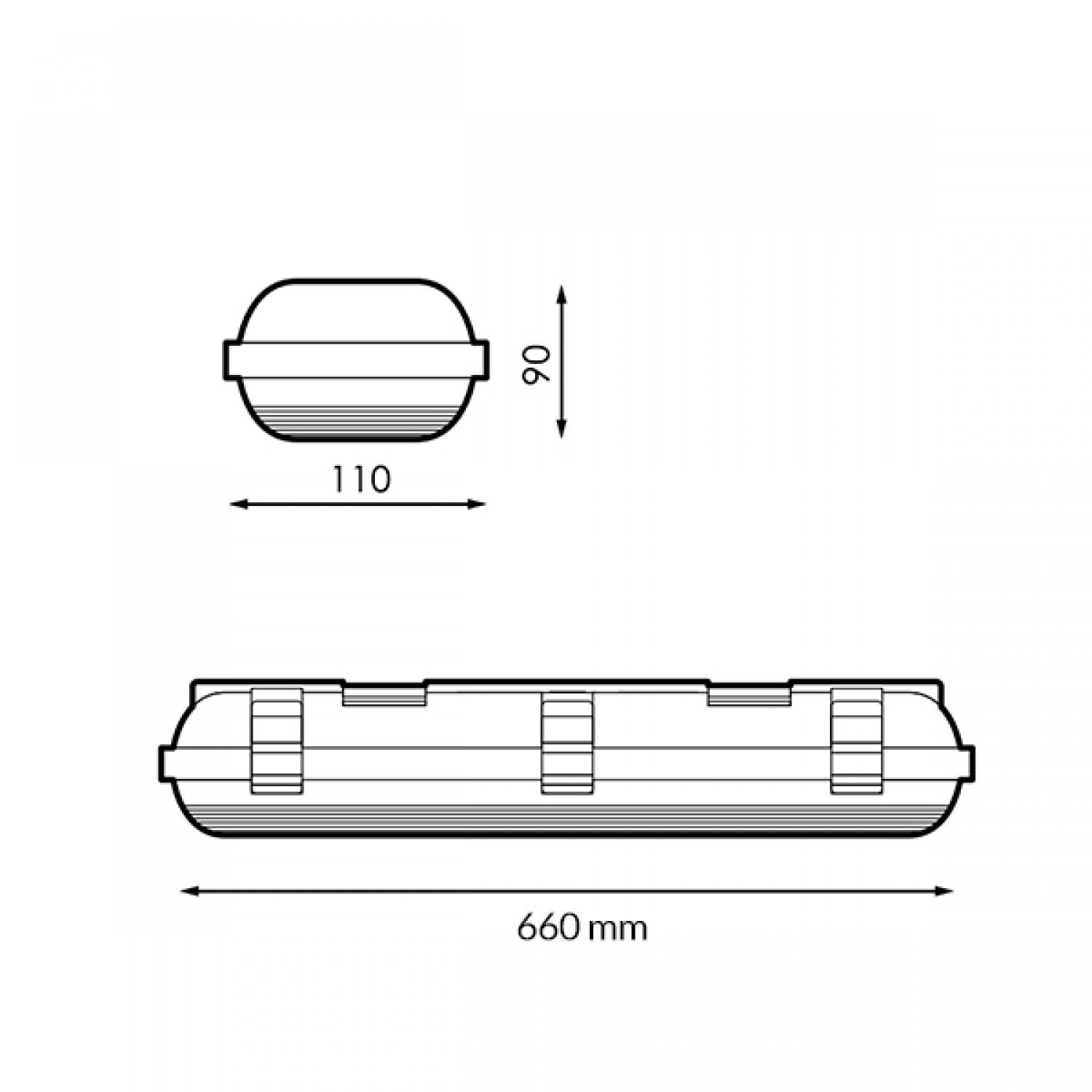 Pantalla Estanca Para Dos Tubo Led Platno 600 Mm