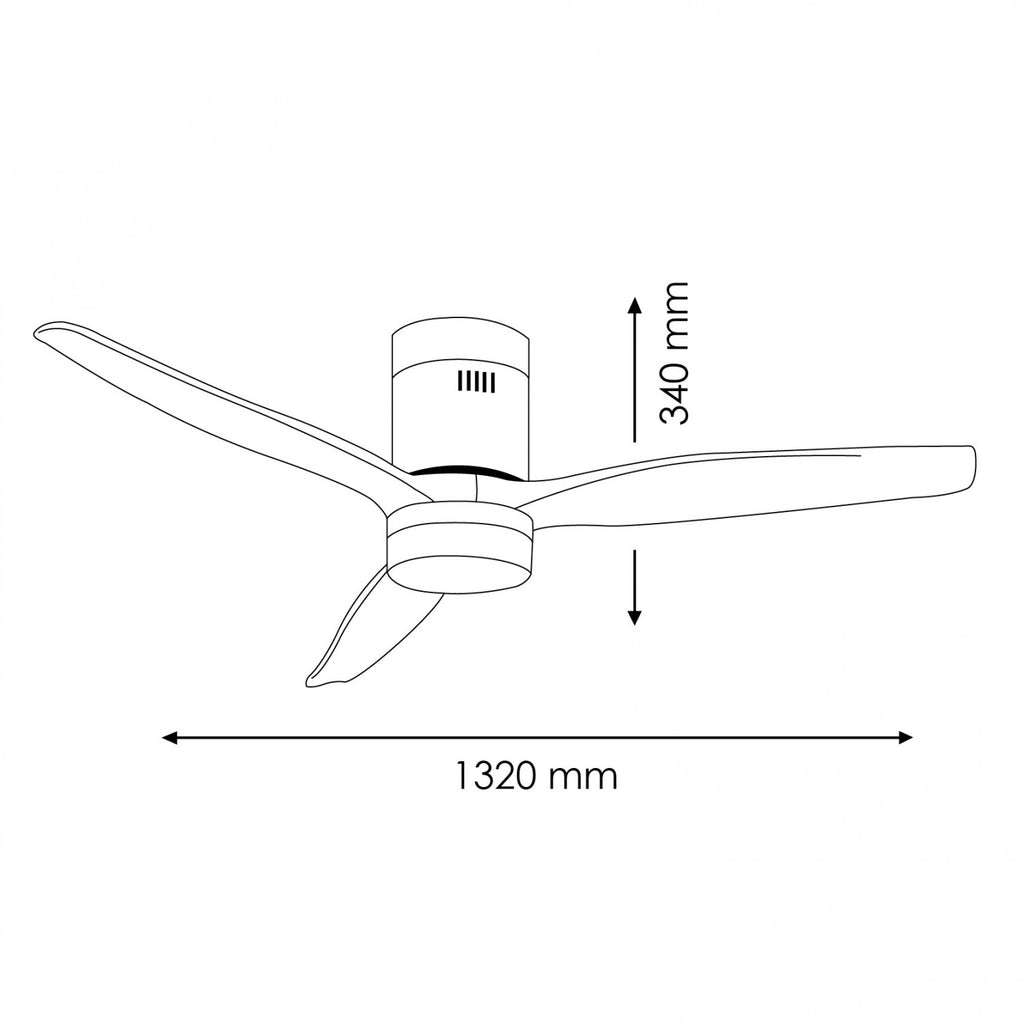 Ventilador de Techo LED White Energy DC ø132 cm — Blanco/Madera 10.200 m³/h 6 Velocidades