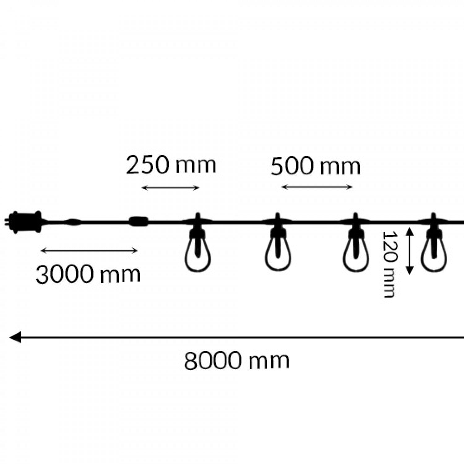 Guirnalda de 10 Bombillas 8M Exterior Ip44 Cable Eléctrico Rgbw