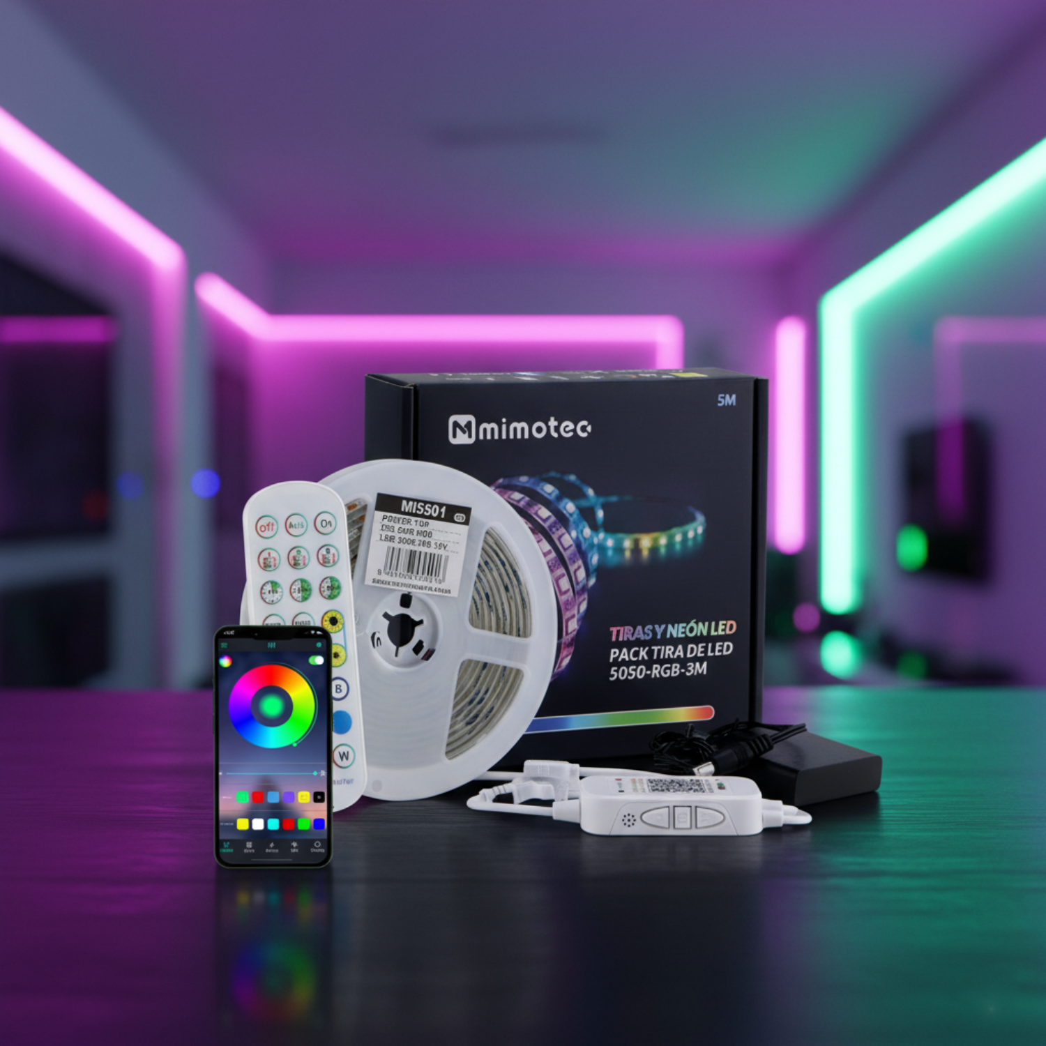 Pack Tira de Led 12V 30L Rgb - 3 Metros - Con mando multifunción