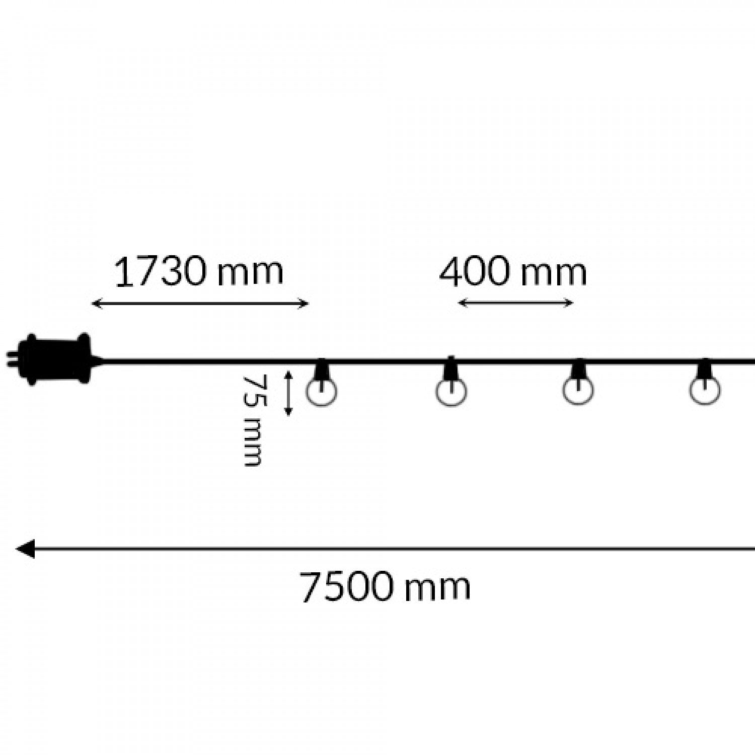 Guirnalda de 15 Bombillas 7,5M Exterior Ip44 Cable Eléctrico