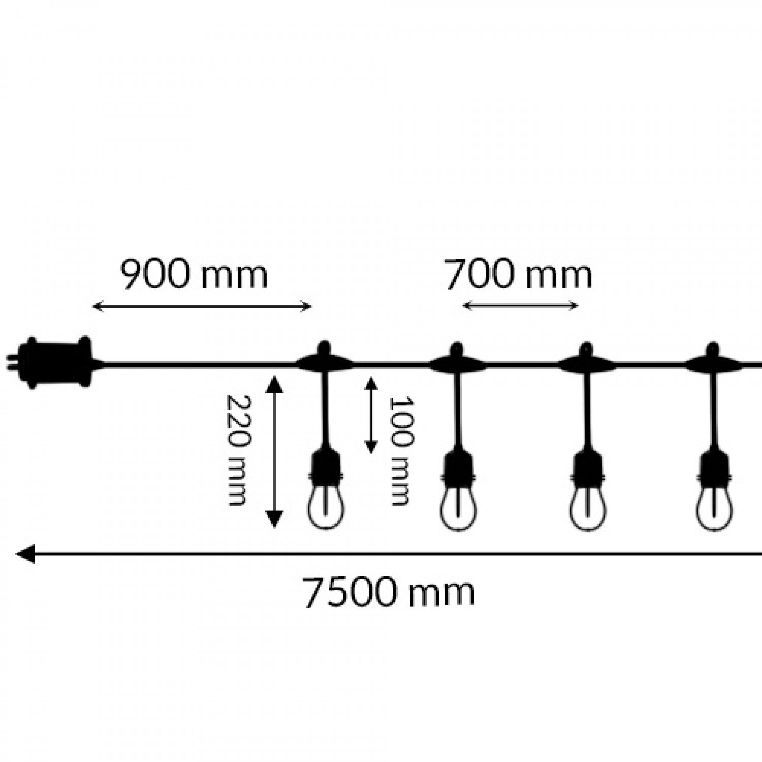 Guirnalda Led Solar de 10 Bombillas 7,5M Exterior Ip65 Rgb