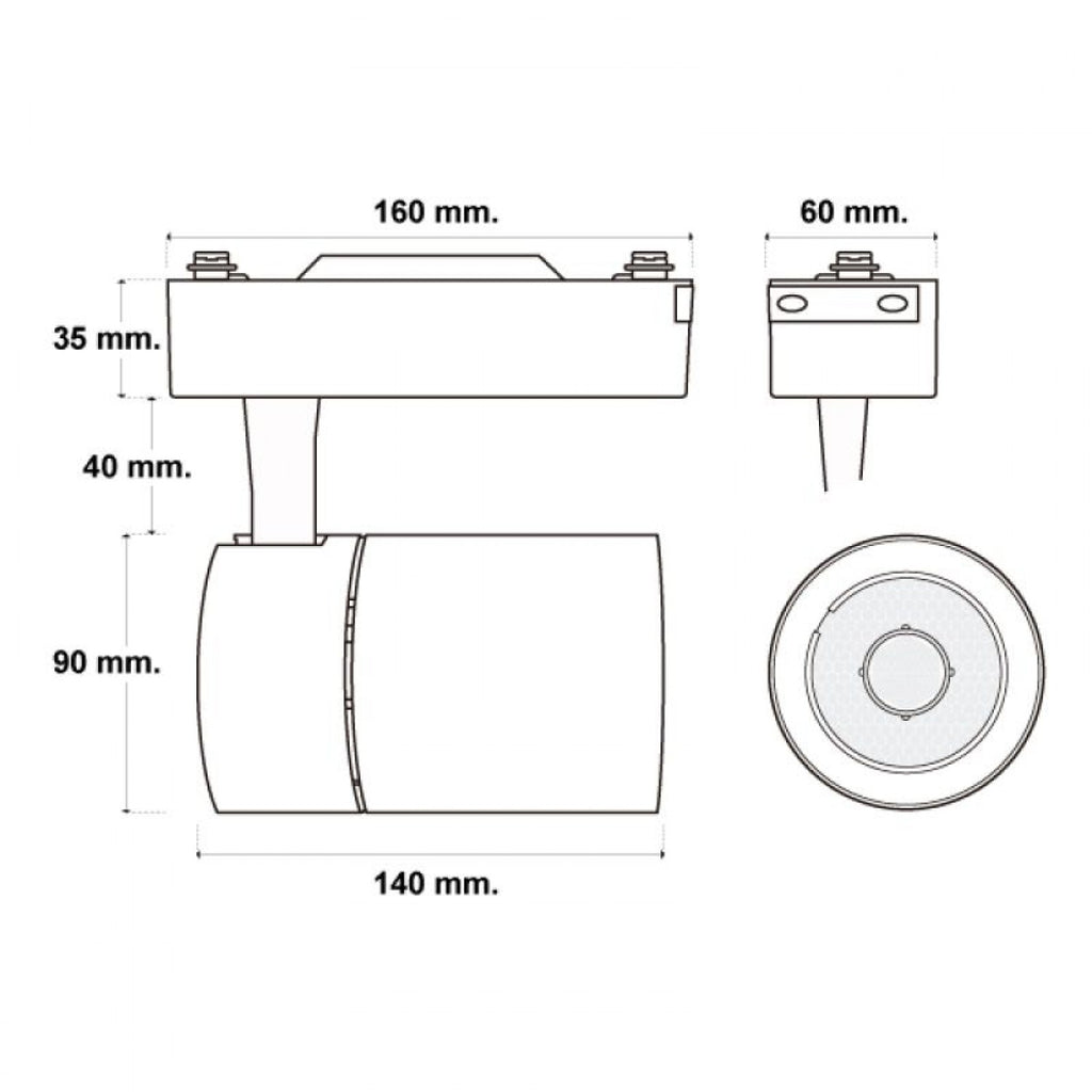 Foco LED Carril Clean 30W - Lente Dual 24-60° 3CCT