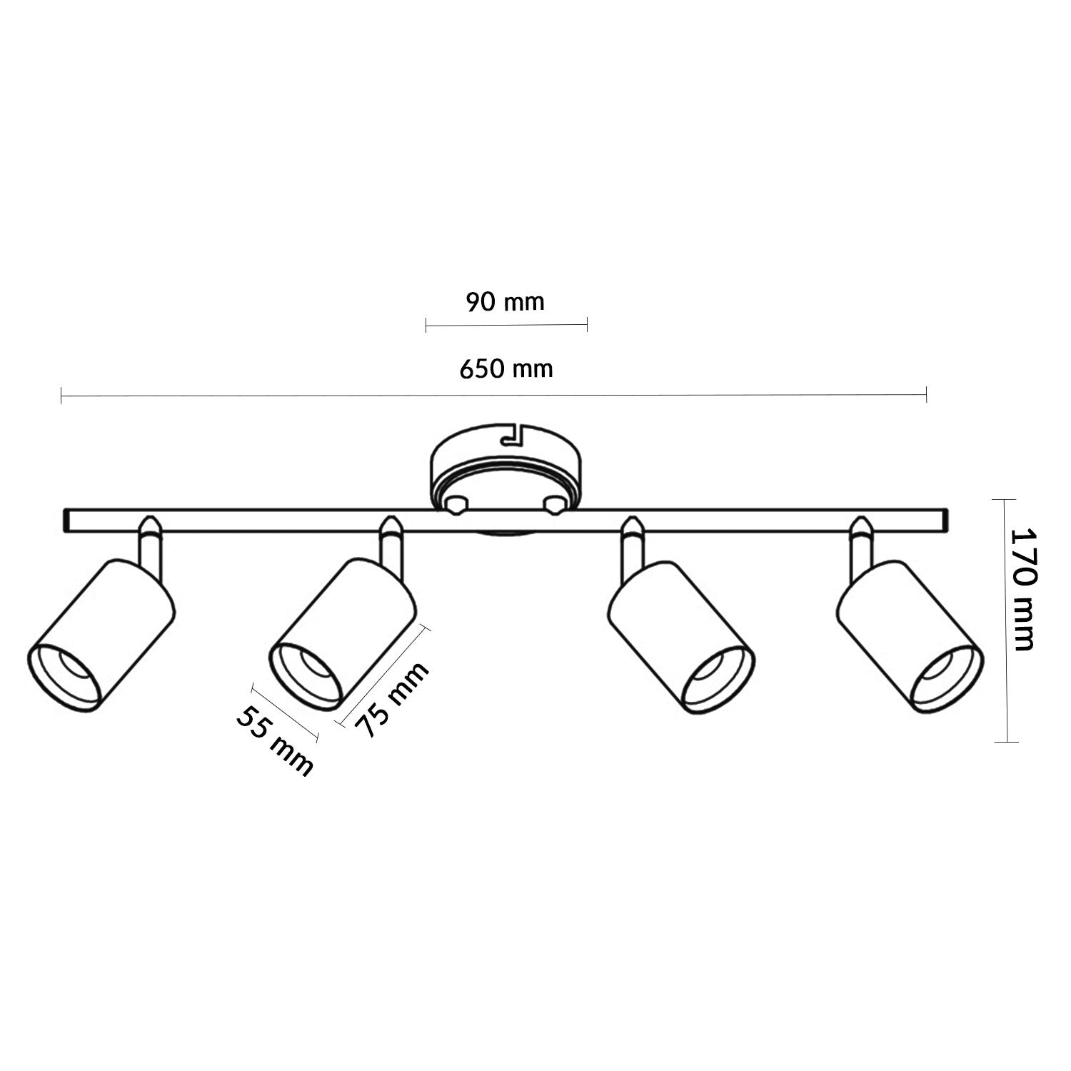 Lámpara de Techo Serie Black 4 Focos Gu10