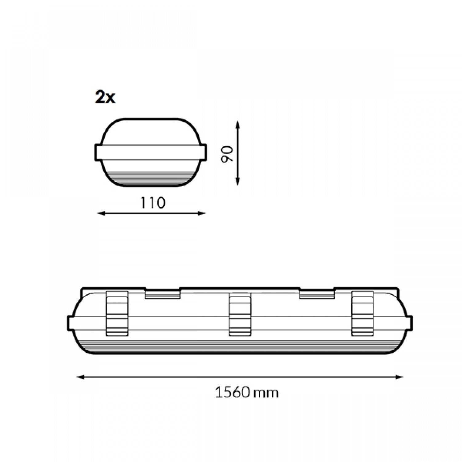 Pantalla Estanca Para Dos Tubo Led Platno 1500 Mm