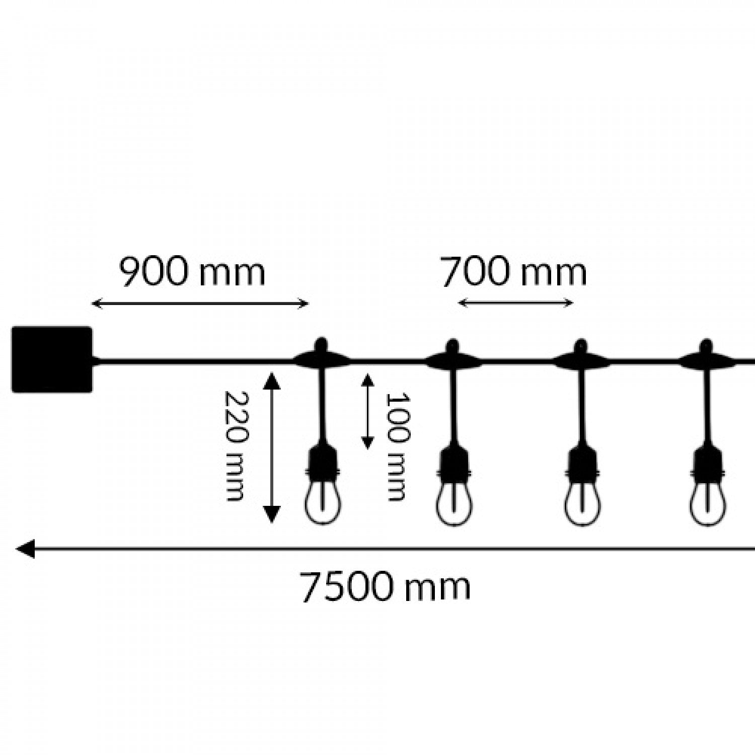 Guirnalda Led Solar de 10 Bombillas 7,5M Exterior Ip65