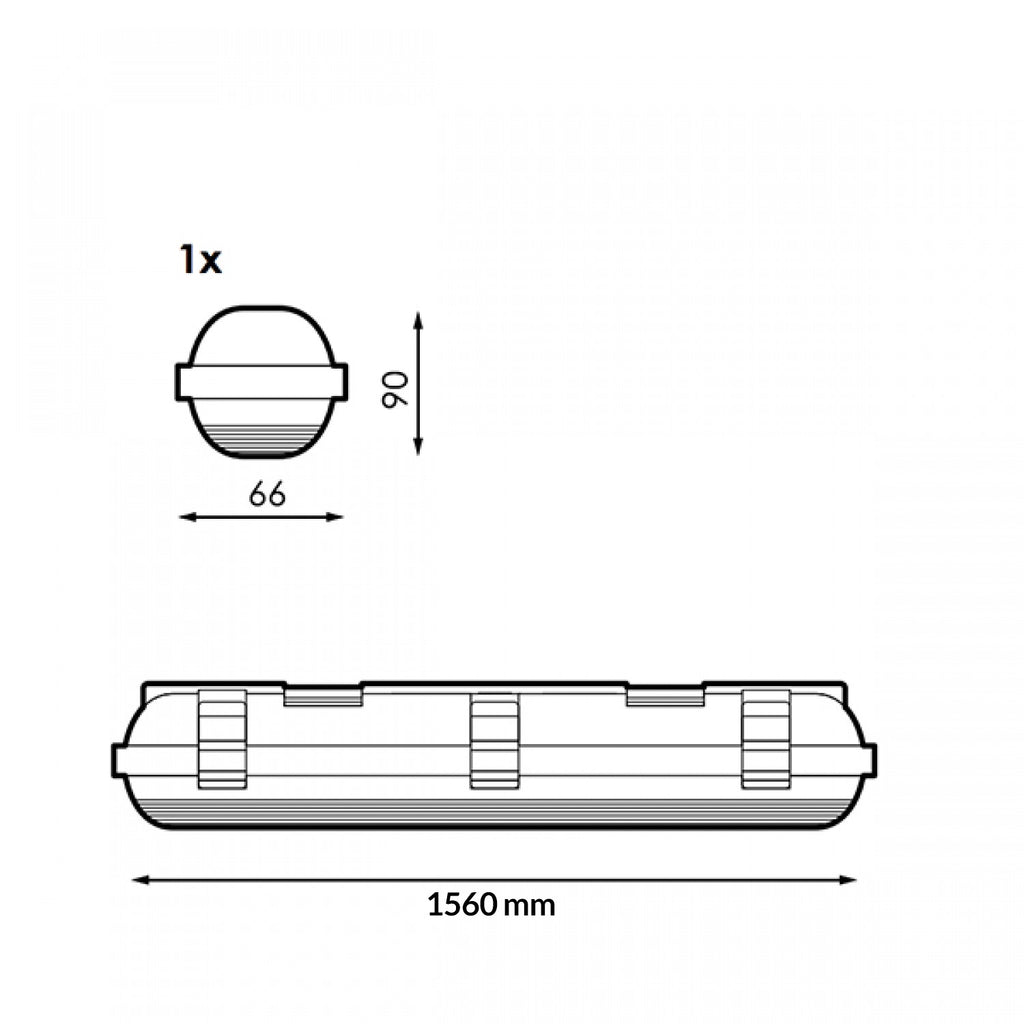 Pantalla Estanca Para un Tubo Led Platno 1500 Mm