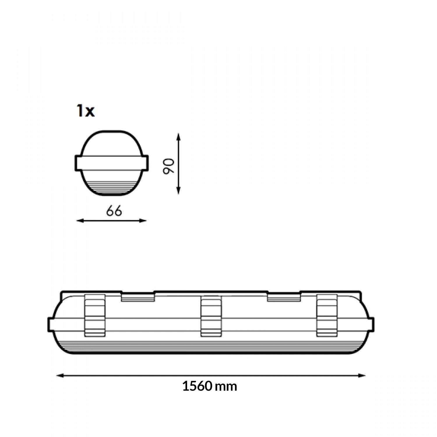 Pantalla Estanca Para un Tubo Led Platno 1500 Mm