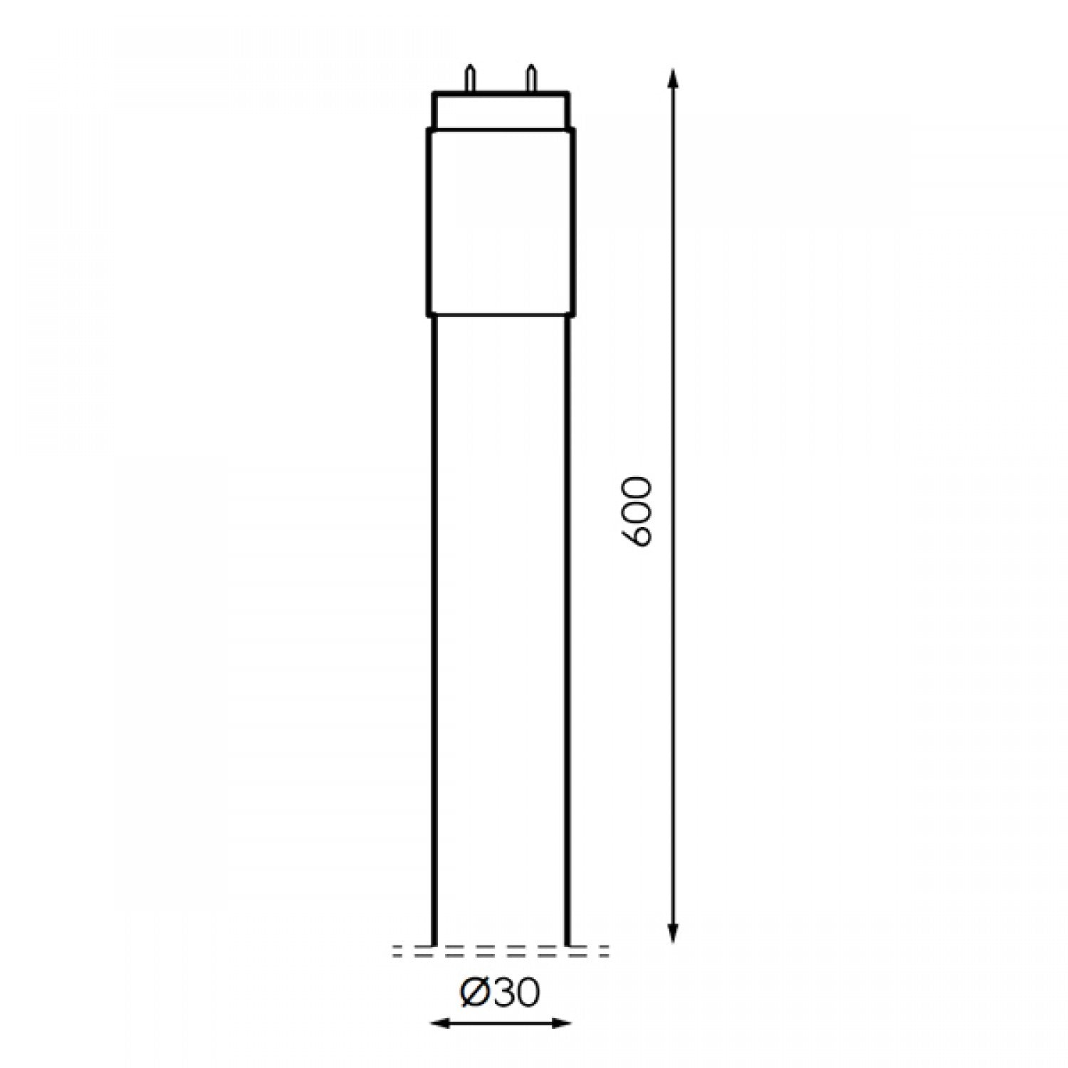 Tubo Led T8 600 Mm Stak 9W Cristal Conexión un Lateral