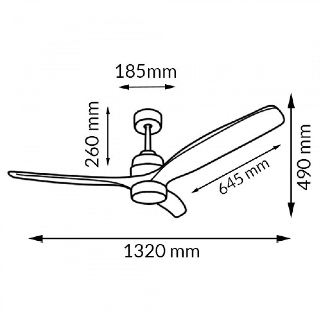 Ventilador de Techo LED White Crazy DC ø132 cm — Máximo Caudal 12.540 m³/h 6 Velocidades