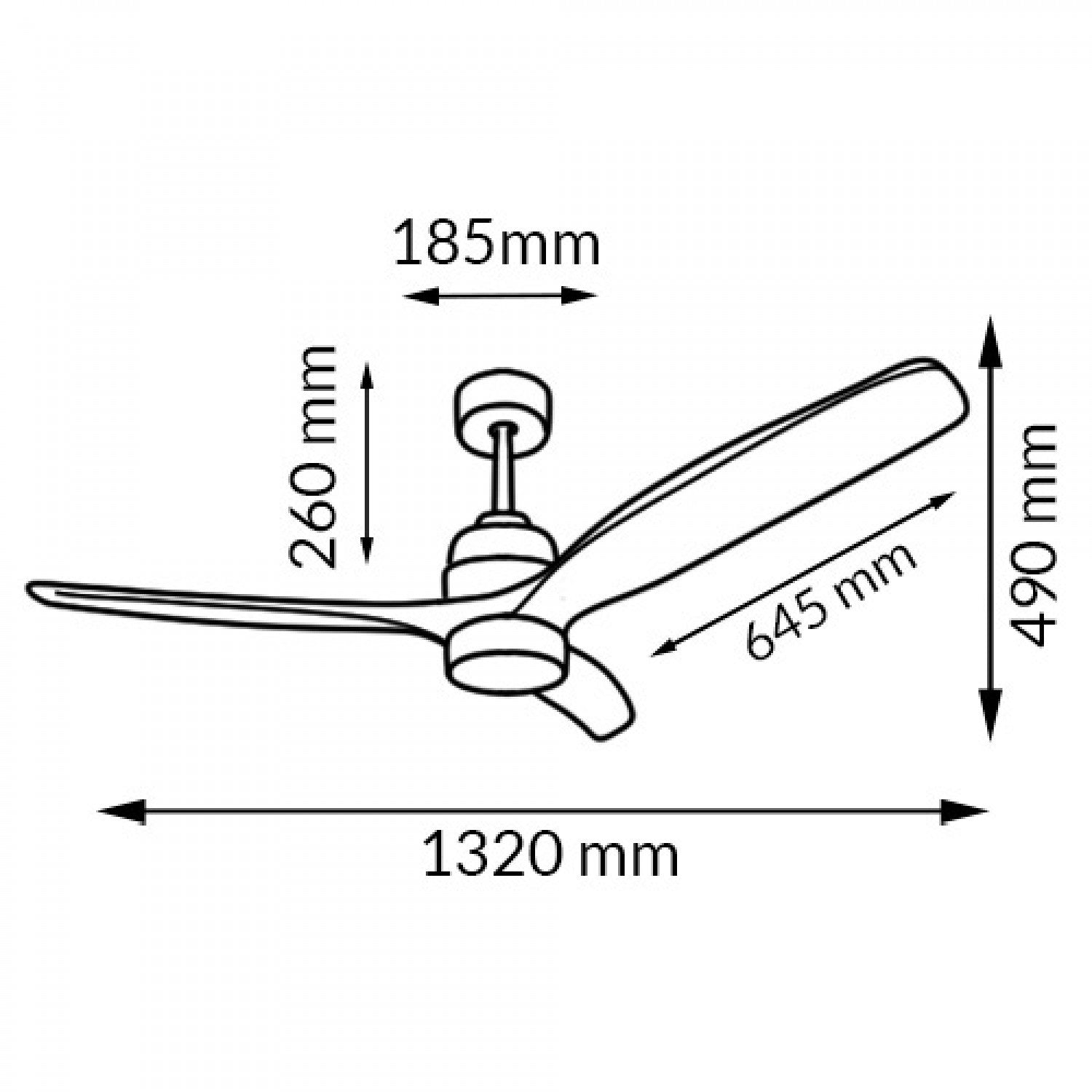 Ventilador de Techo LED White Crazy DC ø132 cm — Máximo Caudal 12.540 m³/h 6 Velocidades