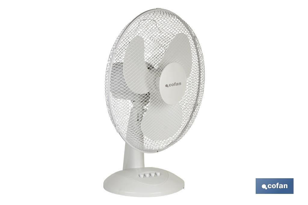 Ventilador de Sobremesa Solano Blanco ø40 cm — 44W 3 Velocidades Oscilación 90° Silencioso