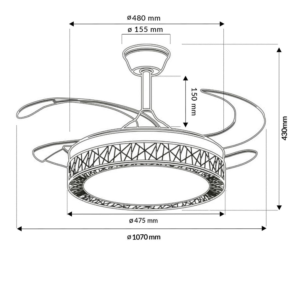 Ventilador de Techo LED White Aqua DC ø107 cm — Diseño Calado Premium 6 Velocidades